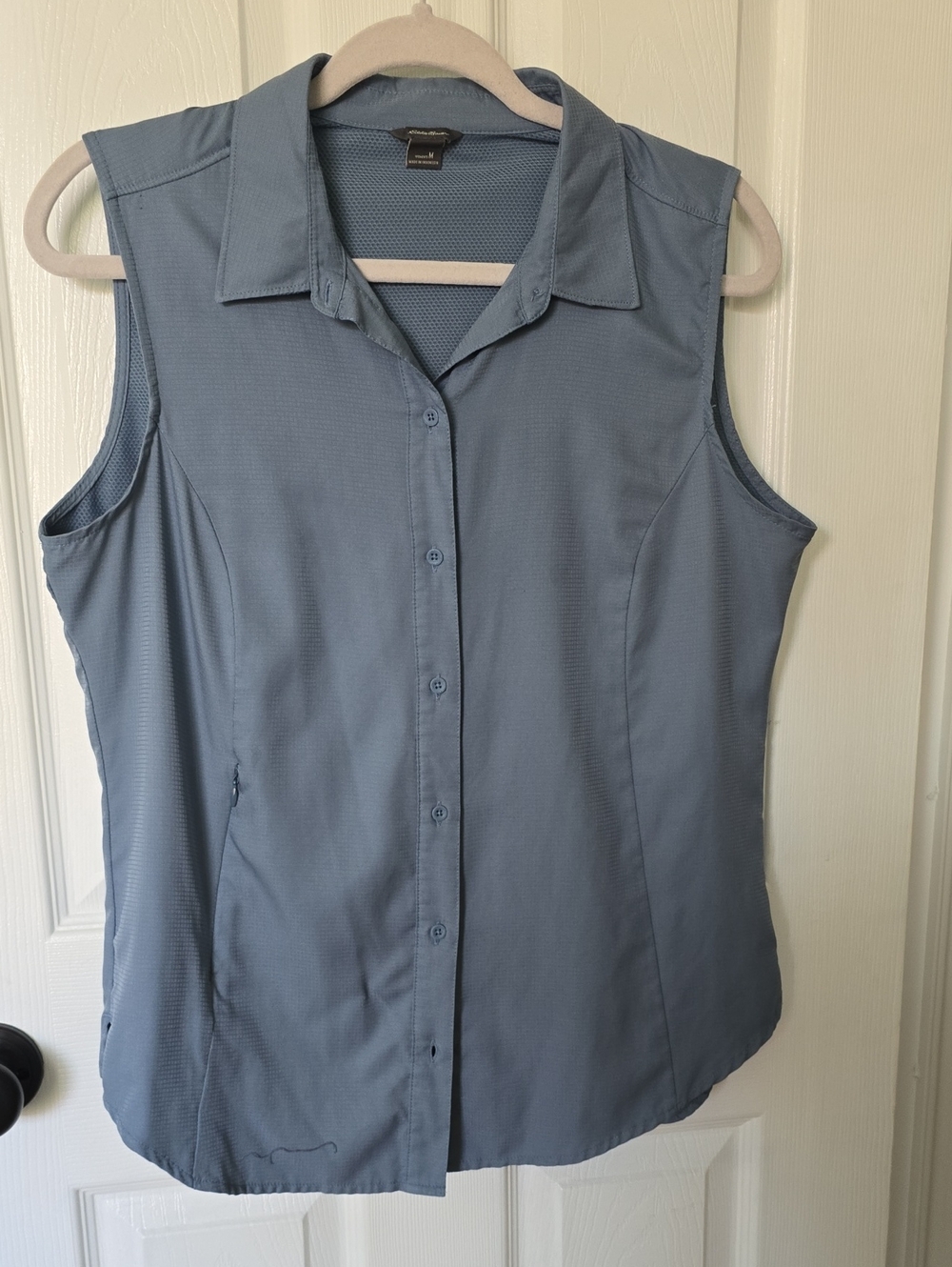 Eddie Bauer Sleeveless Button-Down Top in Light Blue